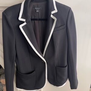 Ann Taylor black blazer with white trim. Excellent condition. Single button
